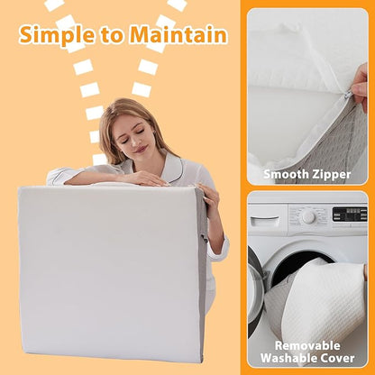 Wedge Pillow for Sleeping, 12" Bed Wedge Pillow for Headboard, Triangle Incline Wedges for Acid Reflux, Pillows Wedge for Back Pain Relief, Elevated Leg Pillows After Surgery, Snoring, White