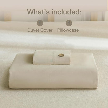 JELLYMONI Cotton Duvet Cover Twin Size - Light Khaki Comforter Cover with Button 100% Washed Cotton 2PCS Breathable Soft Solid Bedding Set Duvet Cover 68×90in & 1 Pillowcase (NO Comforter)