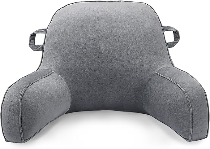 LiveGo Reading Pillow for Kids, Velvet Back Support Cushion for Sitting Up in Bed Adults, Kids Cuddle Cushion with Arms & Backrest Support Pillow for Teen Boys Girls Reading Bed Rest