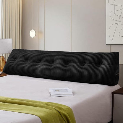 SLIGUY Large Headboard Pillow, Headboard Wedge Pillow Bed Rest Reading Pillow Bolster Triangular for Sitting in Bed-Backrest Positioning Support Long Pillow for Daybed (King:76x8x20 Inches,Black)