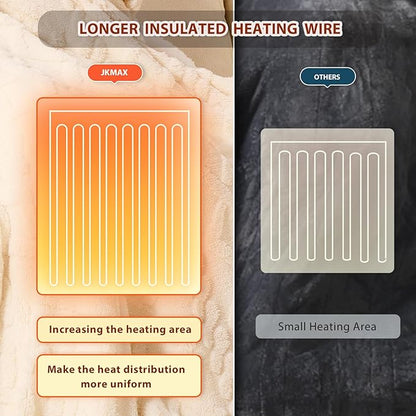 Heated Electric Blanket Queen Size-84"x90" Heating Blanket with 10 Heating Levels & 5 Time Settings Over-Heat Protection，Winter Warmer for Adults with ETL Certification（Cream）