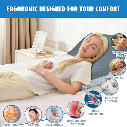 Wedge Pillow, 9&12" Adjustable Bed Wedge Pillow for Sleeping, Ergonomically Triangle Pillow for Back Pain Relief, Memory Foam Pillow Wedge for Post Surgery, Acid Reflux and Snoring,Grey