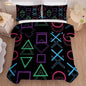 Game Comforter Set Twin Size Geometric Bedding for Kids Boys Men Black Abstract Bedroom Decor Quilt Bed Sets, 1 Comforter 1 Pillowcase