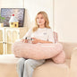 Back Pillow for Bed Sitting Up,U Shaped & Back Support Pillow for Bed,19" Backrest with Lumbar & Arm Support,Comfy Corduroy Fabric,Lap Pillow for Gaming/Reading/Watching TV,Pink