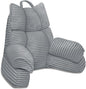 RRPAHWTV Reading Pillow for Bed with High Arm Rests,Back Support Pillow for Sitting Up in Bed with Shredded Memory Foam for Reading, TV, Gaming or Relaxing on Floor（Smoke Gray, Large）