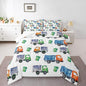 Erosebridal Cartoon Garbage Truck Bedding Set - Green Trash Truck Comforter, Duvet Set for Kids Boys Girls Toddler - 3 Pieces