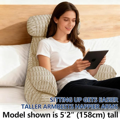 FXXUDVNIIN Back Pillow for Bed Sitting Up: Reading Pillow with 9.4" Height Armrest-Bed Pillow for Sitting up & TV Pillows for, Play Games, Working & Relaxing, Comfort Support for TV/Reading