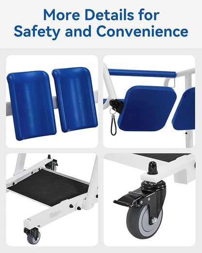 MCombo Stand Assist Patient Lift with Transfer Belt, Patient Transport Unit for Home Care and Elderly Use, 400lbs Capacity, STA446 (Blue)