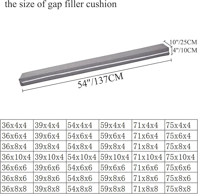 SAMTY Bed Gap Filler for headboard Space Gap Filler Bolster Pillow Stopper for Sofa Crack Filler Between Headboard and Mattress Full Size 54x10x4 Inch