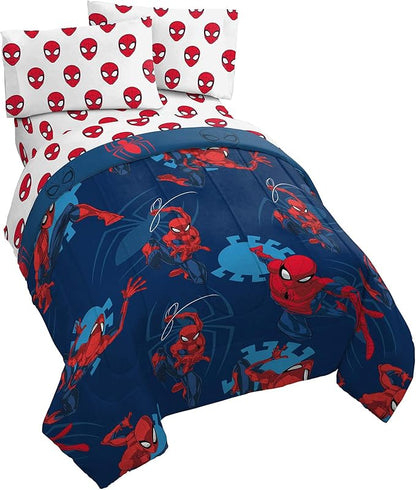 Jay Franco Marvel Spiderman Spidey Daze 4 Piece Twin Bed Set - Includes Reversible Comforter & Sheet Set Bedding - Super Soft Fade Resistant Microfiber (Official Marvel Product)