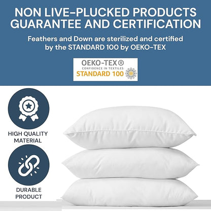 Extra Soft Down Pillow - Great for Stomach Sleepers Pillow - Very Flat - Bed Pillow - White Duck Down - Queen Size