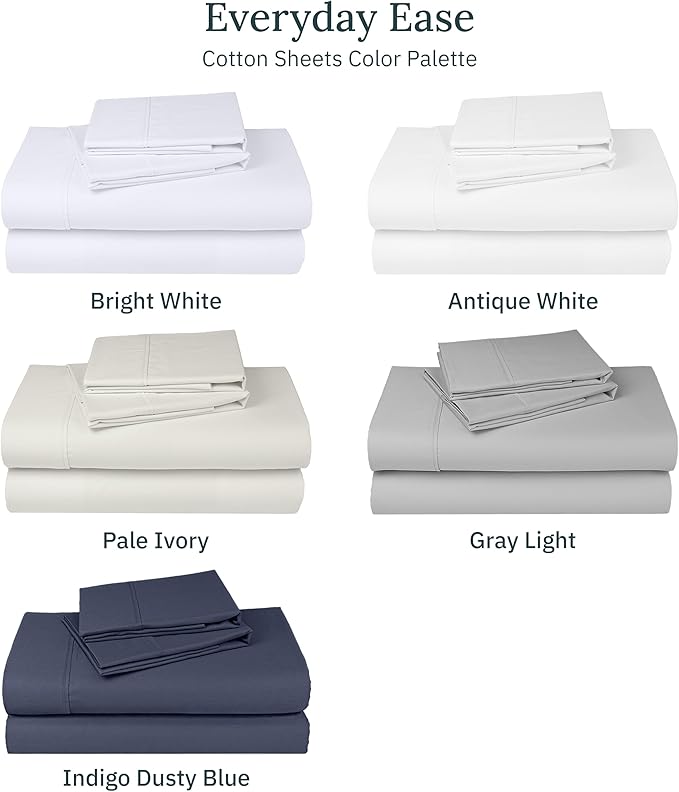 California Design Den 2-Pack 100% Cotton King Size Sheets Set 400 Thread Count Sateen - Soft and Breathable Sheets, 2 Sets of Deep Pocket Bed Sheets - Antique White