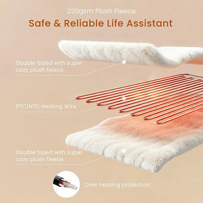 Heated Throw Blanket Electric Blanket with Built-in Button Controller 50"x60" One-Touch Ultra Cozy Soft Warm Heating Electric Blanket with 4 Heat Levels & 4 Hours Auto-Off Overheat Protection
