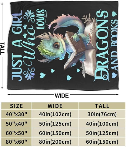 Dragon Blanket for Women Men, Cute Dragon Themed Design Printed Throw Blankets for Teens Adults Lap, Couch Bed, Warm Soft Cozy Blanket, 60"x 80"