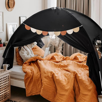 Sherilyn Full Size Bed Canopy Toddler Bunk Bed Tents Dream Tent on Bed Privacy Space Blackout Kids Sleeping Tents Indoor Floor Portable Drafty Playhouse for Boys Girl Birthday House Gift