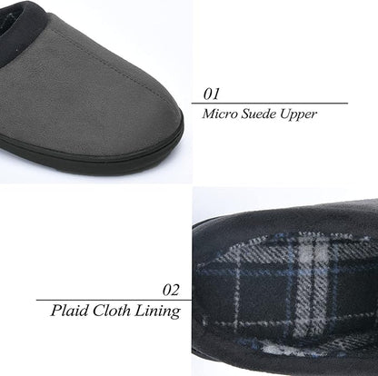 Memory Foam Mens Slippers Slip-On Comfy House Slippers for Men Indoor Outdoor Non-Slip Warm Winter Men’s Bedroom Slippers Size