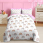 Nesker 7 Pcs Comforter Set Queen Size, Trendy Rainbows Bedding for Kids Teen, Pink Boho with Fitted Sheet 2 Pillowcases & 2 Shams for Bedroom Bed Decor