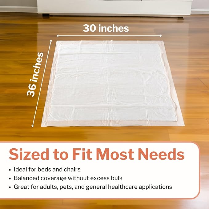 McKesson Underpads Disposable Bed Pads 30" x 36" [100 Count], Heavy Absorbency, Ultra Incontinence Chux Pads for Adults, Elderly, and Baby, Pee Pads