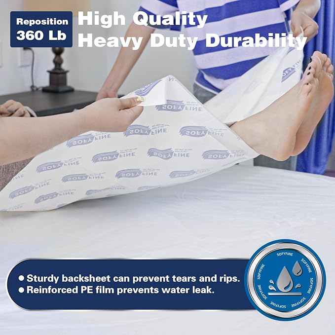 Tear Resistant Bed Pads 36"x36" Disposable Extra Large 135 Gram Heavy Duty Absorbency Adults Incontinence Chucks, XXL Thicken Puppy Pee Pads,10X Absorbency 360 Lb Transfer[60 Pads]