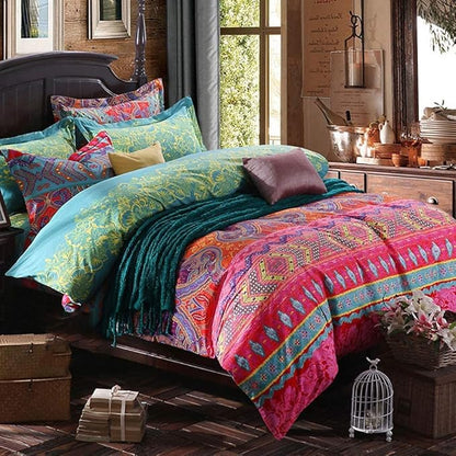 Jane yre Boho Duvet Cover King Brushed Microfiber 3 Pieces King Bedding Set Colorful Boho Bohemia Printed Design Duvet Cover, with Zipper Closure, Durable Easy Care (NO Comforter)