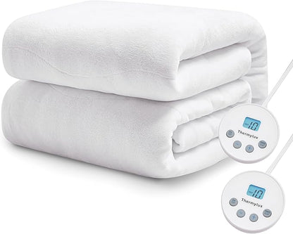 Electric Mattress Pad King Size Quilted Wave 10 Heat Settings & Dual Control with 12 Hour Auto Off, Deep Pocket Fits up to 18",Coral Fleece Bed Warmer,ETL Certified Machine Washable, 78"x80"