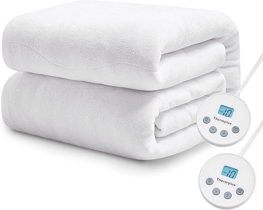 Electric Mattress Pad King Size Quilted Wave 10 Heat Settings & Dual Control with 12 Hour Auto Off, Deep Pocket Fits up to 18",Coral Fleece Bed Warmer,ETL Certified Machine Washable, 78"x80"