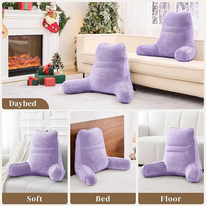 Sasttie Reading Pillow, Pillows for Reading or Relaxing – Ergonomic Support for Head, Neck, Back, and Lumbar, 23-Inch, Lavender