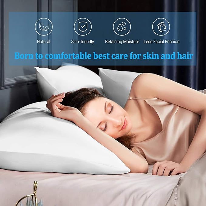 Avolare 2 Pack Pillow Cases Queen, Stretch Cooling Pillowcases for Hair Skin and Hot Sleepers, Arc-Chill Q-max>0.5 Soft Silky Pillow Covers with Zipper for Standard & Queen Size Pillows - White