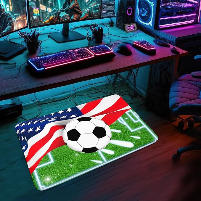 Soccer Rugs for Boys Bedroom - Sports Rug for Boys Bedroom Decor Football Carpet, Football Room Decor for Teens Kids Carpet, Soccer Field Carpet for Playroom Living Room, 2x3 Feet