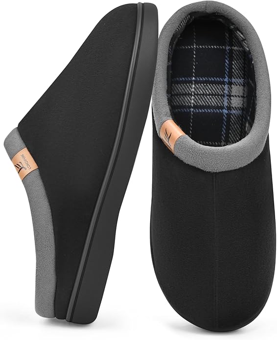 Memory Foam Mens Slippers Slip-On Comfy House Slippers for Men Indoor Outdoor Non-Slip Warm Winter Men’s Bedroom Slippers Size