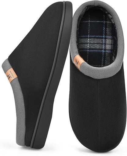 Memory Foam Mens Slippers Slip-On Comfy House Slippers for Men Indoor Outdoor Non-Slip Warm Winter Men’s Bedroom Slippers Size