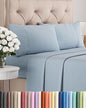 Twin XL 4 Piece Sheet Set - Comfy Breathable & Cooling - Soft Hotel Luxury Bedding Set with 8-16 Inch Deep Pockets - 1 Flat & 1 Fitted Sheet & 2 Pillowcases - Wrinkle Free & Easy Care - Heathered Blue