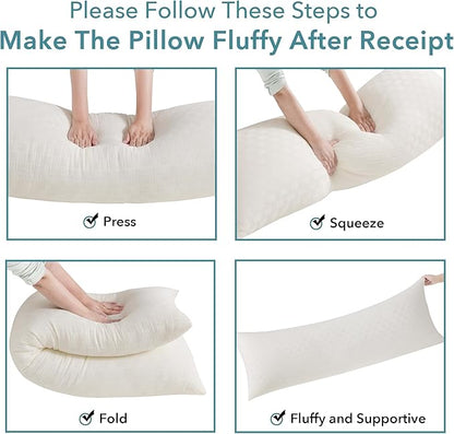 Oubonun Full Body Pillow for Adults, Soft and Fluffy Large Body Pillow for Sleeping, Premium Long Bed Pillow for Side Sleepers(21 X 54,Cream)