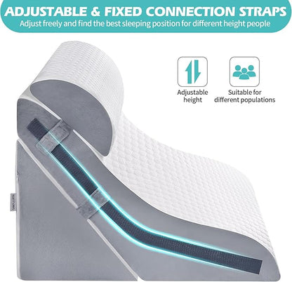 Wedge Pillow for Sleeping, Orthopedic Bed Wedge Pillow Set, 15-in-1 Adjustable Memory Foam Wedge Pillows Post Surgery, 9 &16 & 20 inches Height 3-in-1 Incline Pillows Wedges for Back Pain/Acid Reflux