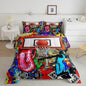 Castle Fairy Basketball Graffiti Comforter Set Queen Size Street Art Bedding Set for Kids Boys Girls Bedroom Decoration Sports Gaming Bed Duvet Insert Boho Hippie Comforter with 2 Pillowcase