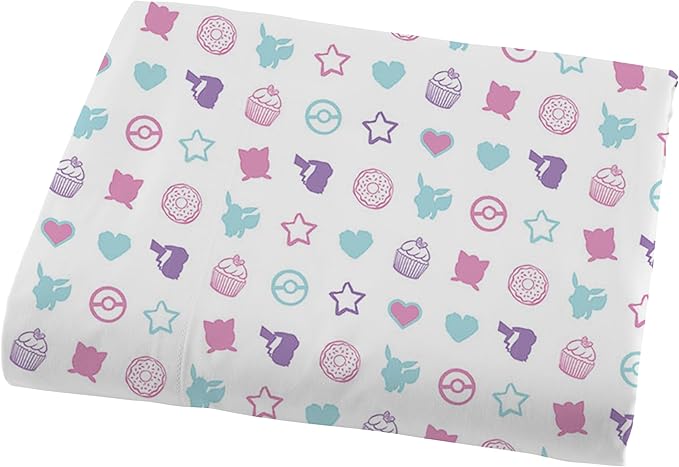 Northwest Pokemon Twin Sized Bed in a Bag Set, Piachu and Eevee, Anime Bedding for Kids Boys Girls, Light and Sweet