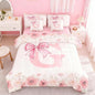 Erosebridal Initial Letter G Bed in A Bag Pink Kawaii Bow Bedding Sets for Girls Full Size, Colorful Flower Floral Comforter Set with Sheets Fresh Style Light Pink White Bed Set Bedroom Decor
