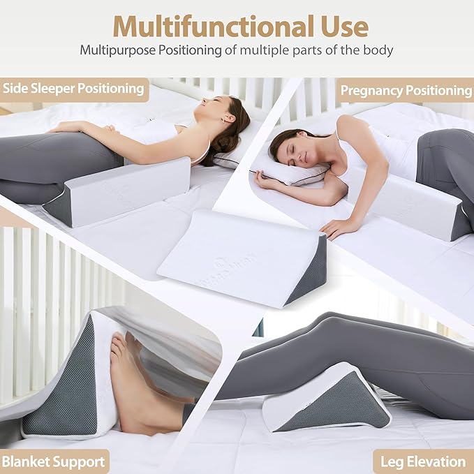 Side Wedge Pillow for Sleeping, Side Sleeper Body Back Positioners for Back Pain, Preventing Bedsores, After Surgery, Pregnancy Support, Ankle Support, Bed Wedge Pillow for Side Sleepers