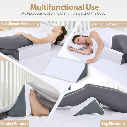 Side Wedge Pillow for Sleeping, Side Sleeper Body Back Positioners for Back Pain, Preventing Bedsores, After Surgery, Pregnancy Support, Ankle Support, Bed Wedge Pillow for Side Sleepers