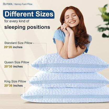 QUTOOL Enhanced Cooling Gel Pillow King Size 1 Pack, CertiPUR-US Shredded Memory Foam Pillows for Hot Sleepers, Support Yet Soft Adjustable Bed Pillow for Side, Back, Stomach Sleepers, Home Gifts