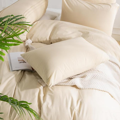 NEXHOME PRO Duvet Cover King 100% Washed Cotton, Breathable, Durable, Textured, Linen Like, Home Bedding Set 104"x90"