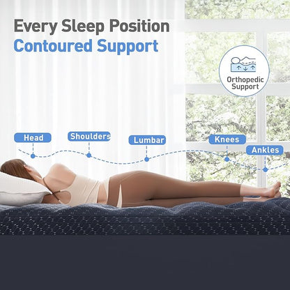 Dual Layer 3 Inch Memory Foam Mattress Topper Twin XL Size, 2 Inch Gel Memory Foam Plus 1 Inch Cooling Pillow Top Mattress Pad Cover, with 8-21 Inch Deep Pocket, Navy Blue