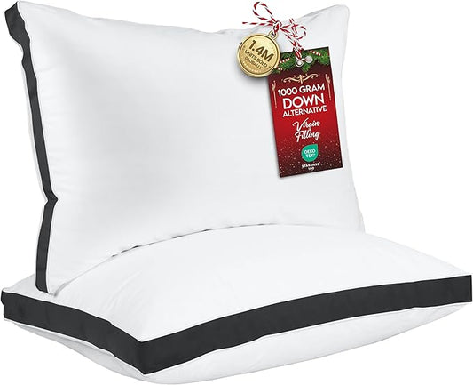 Utopia Bedding Bed Pillows for Sleeping Queen Size (Black), Set of 2, Soft & Fluffy Pillow with Down Alternative Filling, Cooling, Hotel Quality, Gusseted Pillow for Back, Stomach or Side Sleepers