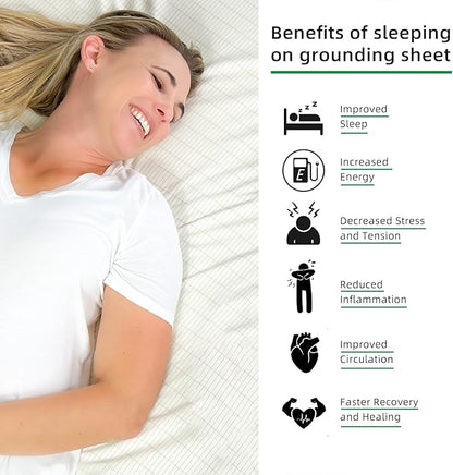 Grounding Fitted Sheet Kit Connect to The Earth's Energy 15inch Depth Pocket Grounding Bed Sheets for Earthing