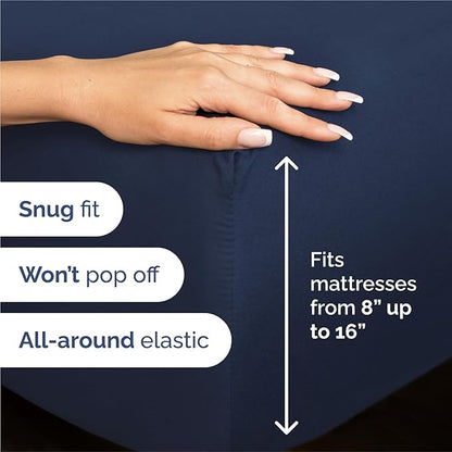 King 6 Piece Sheet Set - Comfy Breathable & Cooling - Ultra-Soft Hotel Luxury Bedding Set with 8-16 Inch Deep Pockets - 1 Flat & 1 Fitted Sheet & 4 Pillowcases - Wrinkle Free & Easy Care - Navy Blue