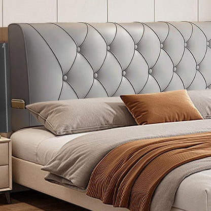 Headboard Pillow Cal King, 80" x 24" Reading Pillows and Bed Pillow for Sitting Up, Upholstered Bolster Body Pillow with Removable Head Board Cover for Bed Dorm Sofa Floor Back Support, Light Gray