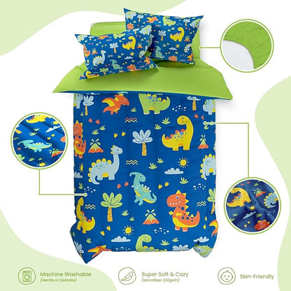 SANDJEST Dinosaur Design Duvet Cover Sets Full Size for Kids Boys, Incude 1 Comforter Cover 80x90 Inches and 2 Pillowcases 20x26 Inches, Comforter Not Included, Gift for Christmas Birthday