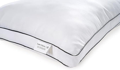 LANE LINEN Pillows Standard Size Set of 4 - Medium Soft Support Gusseted Hotel Quality Pillows for Sleeping, Oeko Tex Certified, Down Alternative Perfect for Back, Stomach or Side Sleepers - White