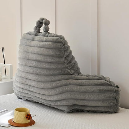 Yaoshuho Large Reading Pillow for Adults, Back Support Pillow for Sitting Up in Bed with Arms, Couch for Lounging Bedrest, Grey