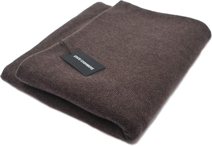 State Cashmere Reversible Throw Blanket - Ultra Soft Accent Blanket for Couch, Sofa & Bed Made with 100% Inner Mongolian Cashmere - Crafted Home Accessories - (Black Coffee/Winter Twig, 60"x50")
